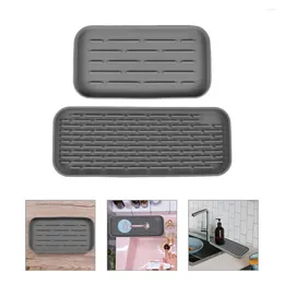 Table Mats 2 Pcs Silicone Storage Tray Dish Drying Mat Pallets Kitchen Bathroom Sink Countertop Soap