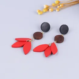 Dangle Earrings 2024 Wood For Women Vintage Access Geometric Korean Fashion Star Selling Products Statement