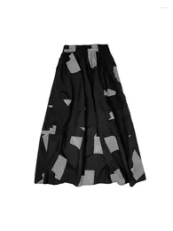 Skirts Spring Loose Black Pleated A- Line Skirt For Women