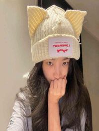 Winter Homemade Minority Design Loverboy Cat Ear Wool Couple Hat Cold Female Autumn and Winter84449322657857