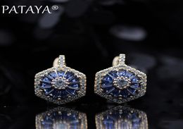 Pataya New Original Design Limited 585 Rose Gold Luxury Microwax Inlay Natural Zircon Drop Earrings Women Wedding Party Jewelry Y1711755