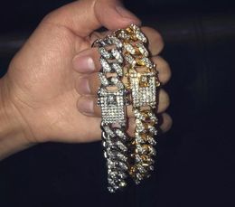 New nice classy shiny Mens Hip Hop Gold Bracelets Jewelry Iced Out Chain Bracelets Rose Gold Silver Miami Cuban Link Chain Bracele1307866