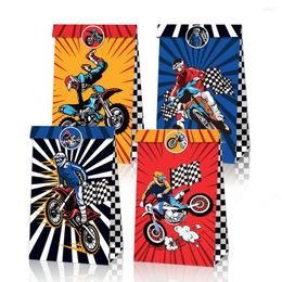 Gift Wrap 12 Pack Dirt Bike Paper Bag Motorcycle Party Favor Motorc Theme Boy Birthday Baby Shower Snack Candy Supplies