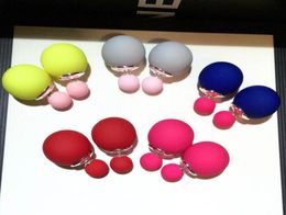 Ins fashion jewelry unique luxury designer double sided beautiful lovely candy color frosted ball stud earrings for woman girls5412699