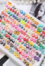 Stud 100 Pairs Assorted Styles Polymer Clay Hypoallergenic Earrings Lot For Kids5223332