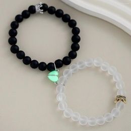 Charm Bracelets 17KM Beads Haert Pendant For Women Girls Black And White Colour Multi-layer Adjustable Bracelet Jewellery Party Gifts