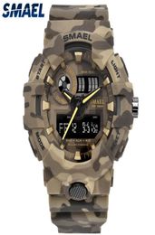 Smael Brand Fashion Camouflage Military Digital Quartz Watch Men Waterproof Shock Outdoor Sports Watches Mens Relogio Masculino Y18774849