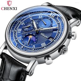 Wristwatches Men's Chronograph Watch Top CHENXI Brand Casual Fashion Watches Sport Military Leather Quartz Business Male Clo