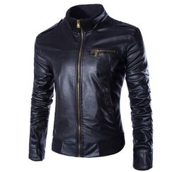 Whole New PU Leather Jacket Men Blouson Moto Cuir Mens Windproof Motorcycle Biker Jacket Jaqueta de Couro Veste Cuir Homme Y08053140