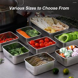 Storage Bottles 6pcs Rectangular El Pans With Lid Stainless Steel Commercial Deep Pan Dishwasher Safe For Home Steam Table