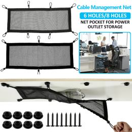 Cable Management Net Large Capacity Wire Organiser Net Flexible Adjustable Privacy Mesh Cord Organiser for Home Office Workbench