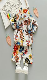 Toddler Summer Boy Clothing Sets Fashion 1 2 3 4 5 Years Kid Set Beach Leaf Flower Print Shirt Holiday Outfit Clothing Costume T209581330