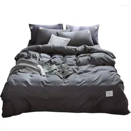 Bedding Sets Thick Solid Color Set Fashion Luxury Simple Breathable Soft Polyester Design Juego De Cama Home Decor EC50CT