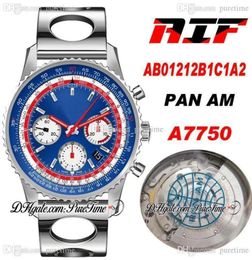 AIF B01 Chronograph 43 Swissair A7750 Automatic Mens Watch AB01212B1C1A2 Blue White Dial Hole Steel Bracelet Edition PTBL Pur1105510