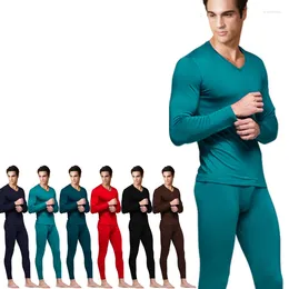 Men's Thermal Underwear V-neck Male Long Johns Basic Shirt Bamboo Charcoal Fiber 6XL