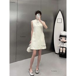 24 PRA New Designer Women's Dress Inverted Triangle Decoration Solid Colour Sleeveless Standing Neck Chinese Dress Elegant And Celebrity Style Dress 330