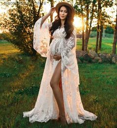 Maternity Dresses Bohemian lace pregnant woman photo shoot long skirt pregnant woman photo clothing baby shower wedding dress Q240413