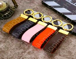 With box Official Original Luxury designer Car leather keychain straps fashion female mens cute long high quality golden key Chain3227689