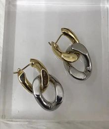 Bshaped twocolor gold small ring design Knot temperament fashion Earrings female 925 silver needle6357871