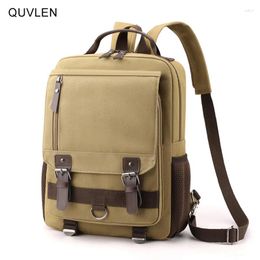 Backpack 2024 Men'S Business 14inches Laptop Portable Bag Canvas Large Capacity Design Fashionable