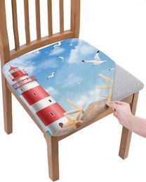 Chair Covers Sea Beach Lighthouse Starfish Seagull Elastic Seat Cover Slipcovers For Dining Room Protector Stretch