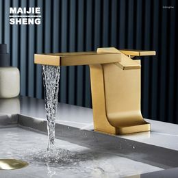Bathroom Sink Faucets Double Handle Basin Faucet Gold Mixer Tap Brass Wash And Cold Modern