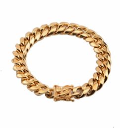 Chain On Hand Mens Bracelet Gold Stainless Steel Steampunk Charm Cuban Link Silver Gifts For Male Accessories3509910