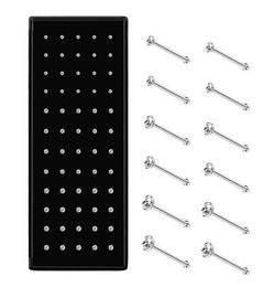 60pcs Stainless Steel Nose Studs Rings Piercing Pin Body Jewelry 15mm 2mm 25mm2642330