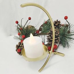 Candle Holders Brass Christmas Iron Home Candlestick Party Dining Table Half Round Moon Simple Decoration Ornaments