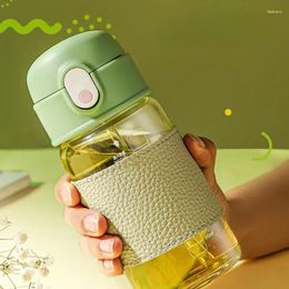 Water Bottles 360/500ML Glass Bottle For Tea Coffee Milk With Straw Cute Portable Cup Mug Tumbler Drink Leakproof Drinkware