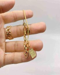 Bangle Minimalism Gold Color 12 Zodiac Constellation Square Pendant Charm Chain Bracelet Anklet for Women Girls Party Jewelry Gift5258380