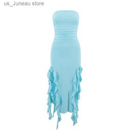 Basic Casual Dresses TARUXY Long Dresses For Women Slit Sexy Bodycon Slveless Jellyfish Dress Hot Girls Fashion Off The Shoulders Maxi Dress Woman 1 T240415