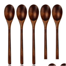 Spoons Wooden Soup For Eating Mixing Stirring Eco Friendly Long Handle Japanese Style Forks Kitchen Utensil Wholesale Drop Delivery Ho Dh5Tm