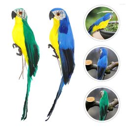 Decorative Flowers 2 Pcs Crafts Simulation Parrot Mini Decor Garden Bird Statues Duck Outdoor Decoration