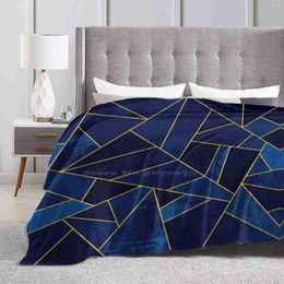 Blankets Blue Stone / Yellow Lines Arrival Fashion Leisure Warm Flannel Blanket Graphic Pattern Abstract Geometry Geometric Modern