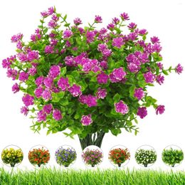 Decorative Flowers A Bundle Artificial Fake Outdoor Boxwood Faux Plastic Shrubs Plants For Garden Patio Porch Window Box Home Wedding Decor