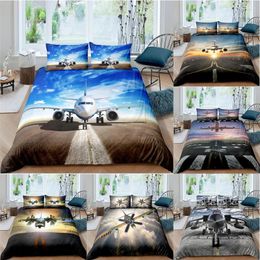 Bedding Sets 3D Aircraft Fighter Set Modern Soft Microfiber 2/3Pcs Duvet Cover With Pillowcase Full Single Double Size