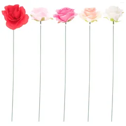 Decorative Flowers 5 Pcs Courtyard Garden Decorations Lawn Adornment Plant Patio Stake Stakes Rose Household Ornaments Flower