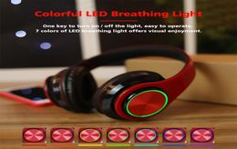 Wireless Bluetooth Headphones Gaming Headset Earphones With Foldable Headband Colourful LED Light Mic Long Time Playing Better Blue7085094