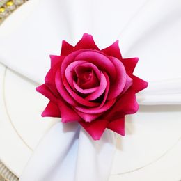 12Pcs Handicraft Flower Napkin Rings Wedding Napkin Rings Rose Napkin Holders Table Decorations Birthday Party Picnics Supplies