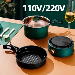 Pots 110V/220V Electric Cooking Pot Foldable Hotpot Portable Multicooker Split Type Rice Cooker Electric Frying Pan Home Travel 1.6L