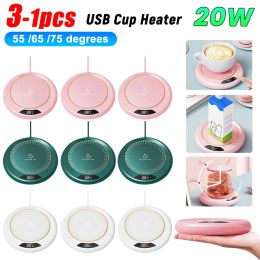 3-1pcs USB Coffee Cup Warm Heating Pad Constant Temperature Coaster 3 Gear Digital Display Adjustment Timing Heater for Milk Tea