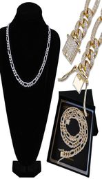 New 18K Gold Plated Full CZ Zirconia Mens Copper Chain Necklace 10mm Diamond Silver Gold Hip Hop Punk Rock Jewellery Gifts for Boys 6562179