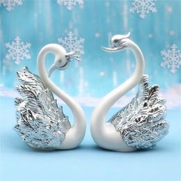 1~5PCS Lot Crown Glass Table Swan Baking Decorative Birthday Anniversary Ornament Cake Topper Figure Paper Weight Desk Home
