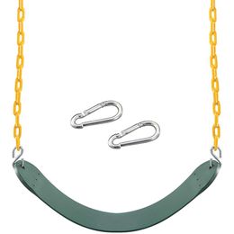 Heavy Duty Swing Seat Green With 66 Inch Chain, Swing Accessory Part Replacement With Snap Hooks For Kids