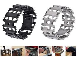 29 in 1 Multifunction Tread Bracelet Outdoor Bolt Driver Tools Kit Travel Friendly Wearable Multitool Stainless Steel Hand Tools Y3170642