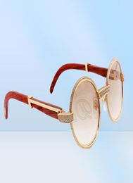 2019 new natural wood full frame diamond glasses 7550178 high quality sunglasses the entire frame is wrapped in diamonds Size 555441825