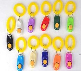 Dog Button Clicker Pet Sound Trainer with Wrist Band Aid Guide Pet Click Training Tool Dogs Supplies 11 Colours 100pcs DAU1043120464