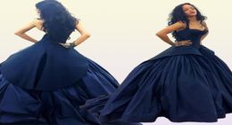 Real Image Deep Navy Blue Prom Dress Ball Gown Robe De Soiree Sexy Spaghetti Straps Pleats Evening Dressess Custom Made Party Gown7220574