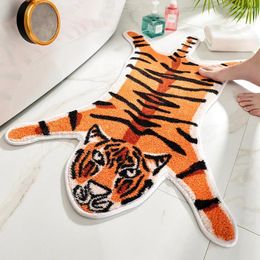 Bath Mats Cartoon Animal Doormat Entrance Funny Tiger Panda Shape Bathroom Mat Absorb Water Furry Rug Soft Carpets Bed Room Home Decor